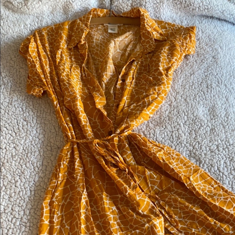 Swiss-dot full-length button down dress (NWOT)